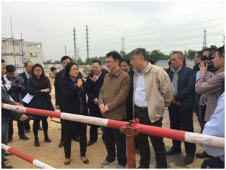 國家環(huán)保部副部長翟青、廣東省副省長許瑞生蒞臨公司汕頭潮南污水處理廠項目檢查指導(dǎo)工作