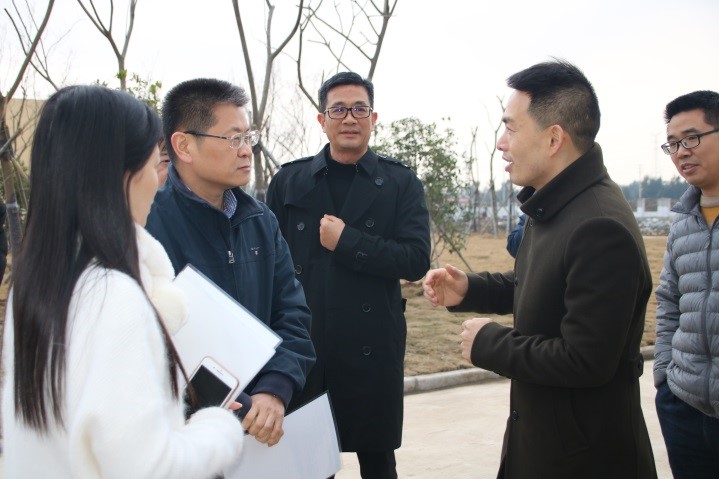臺州市副市長趙海濱一行到臺州路橋濱海污水廠二期工程項目部調研